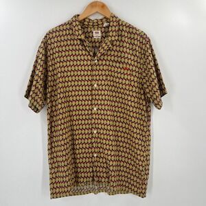 Levi's Men's Size Medium Yellow Print Cubano Camp Collar Short Sleeve Shirt